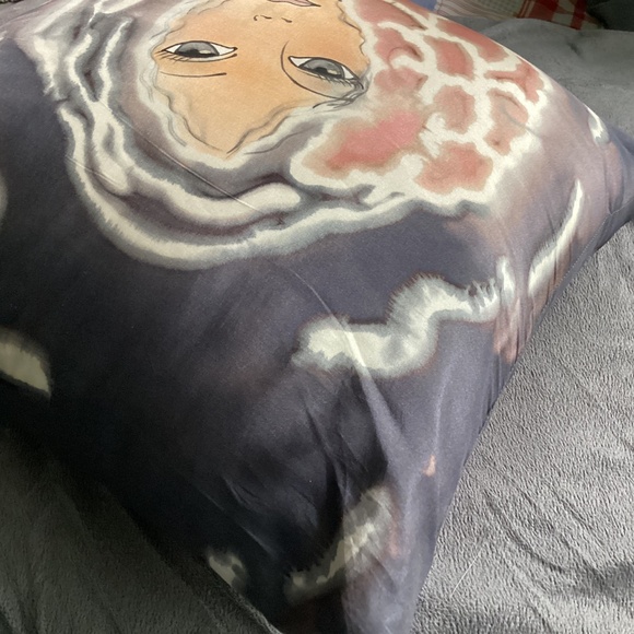 ARTIST SIGNED  PAINTED SILK FABRIC DECORATIVE SQUARE CUSHION COVER & INSERT 14in - Picture 5 of 12